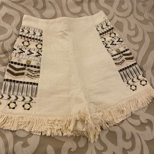 FRENCH CONNECTION FRINGE EMBELLISHED SHORTS SIZE 2